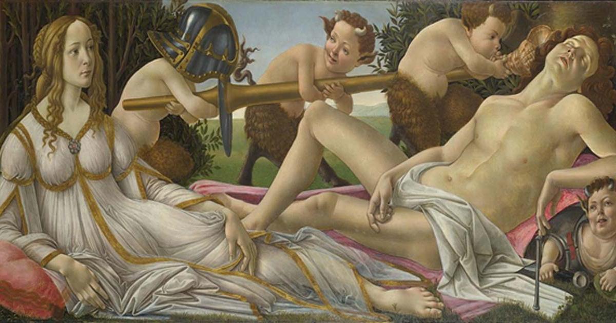 Venus and Mars, c 1485. Tempera and oil on poplar panel, National Gallery, London.