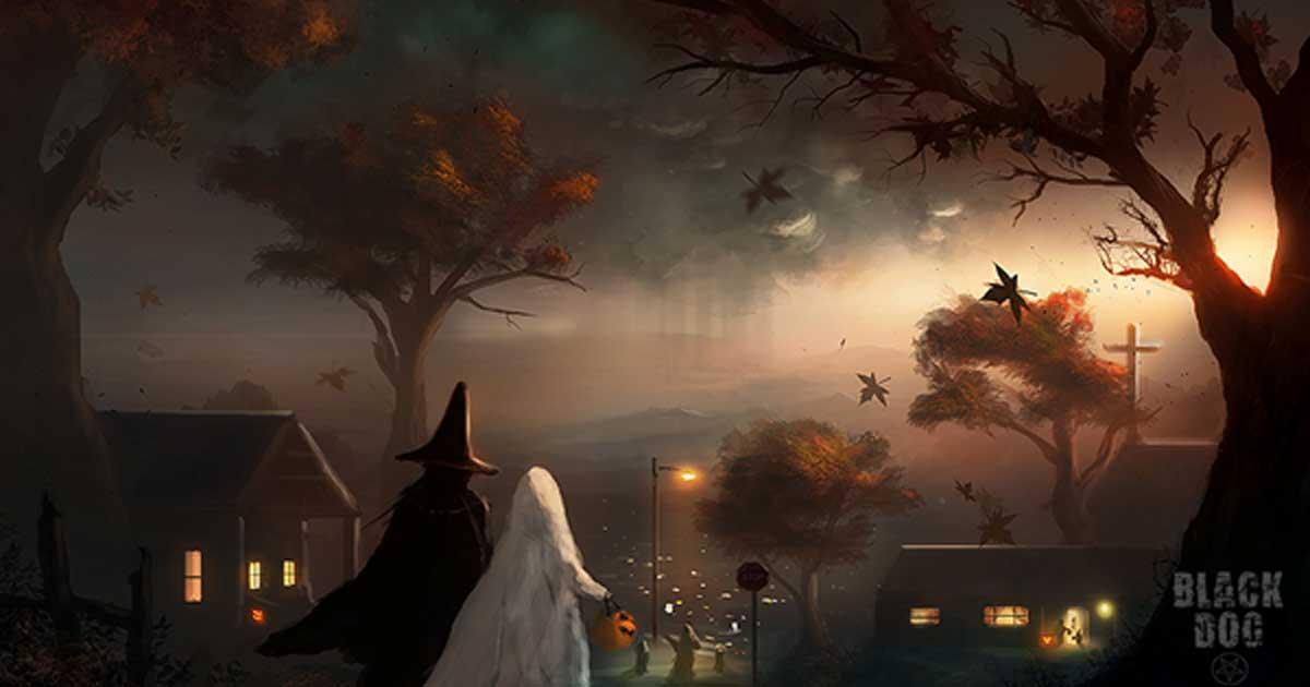 An illustration of the ‘Black Dog’ series by Dusty Crosley, a twisted Halloween tale of horror written by Terry Lambert.