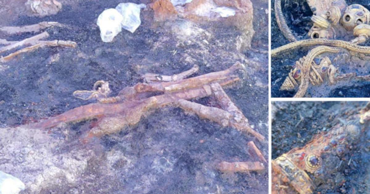 Trove of Gold Bejeweled Artifacts Uncovered at the Burial of a Thracian Warrior