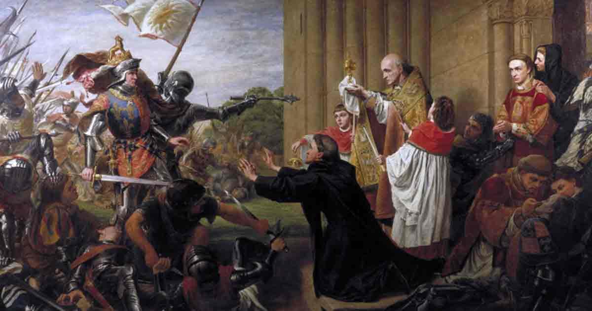 Edward IV of England & Lancastrian Fugitives at Tewkesbury Abbey. Source: Public Domain