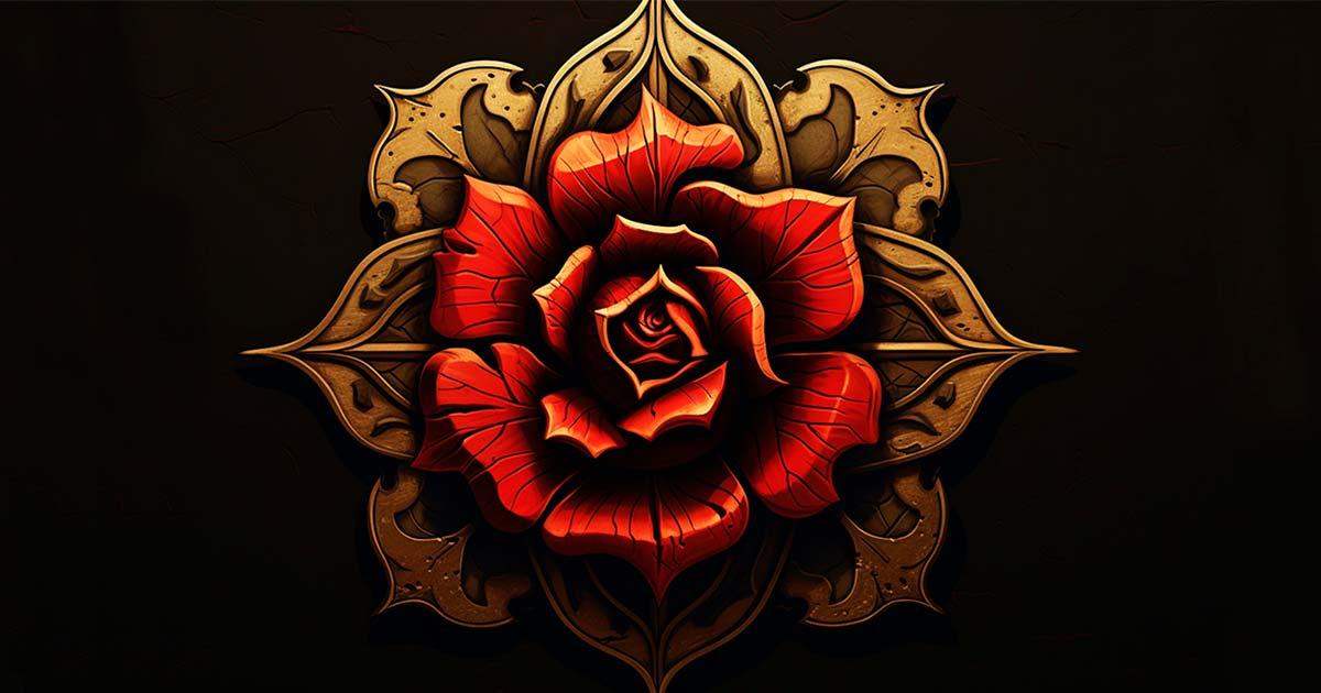 Illustration of a Tudor rose. The Tudor rose symbolized unity under the Tudors, merging the white rose of York and red rose of Lancaster.  Source: Cassidy / Adobe Stock