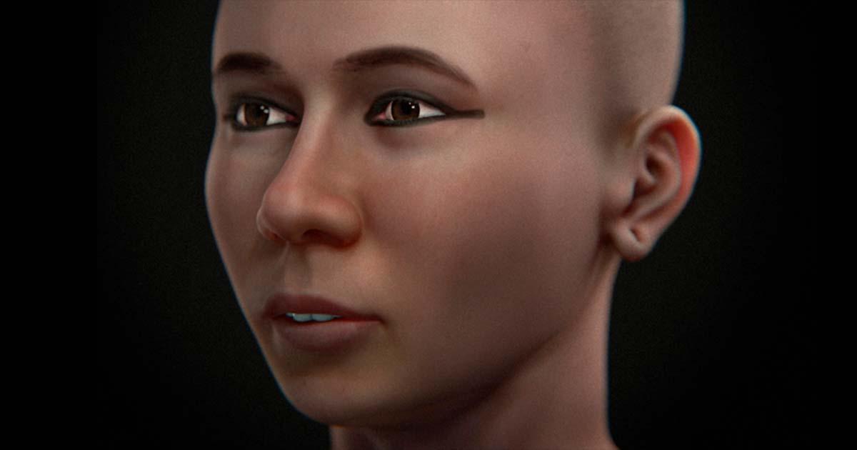 3D reconstruction of Egyptian King Tutankhamun from 2023. Source: C. Moraes et al.