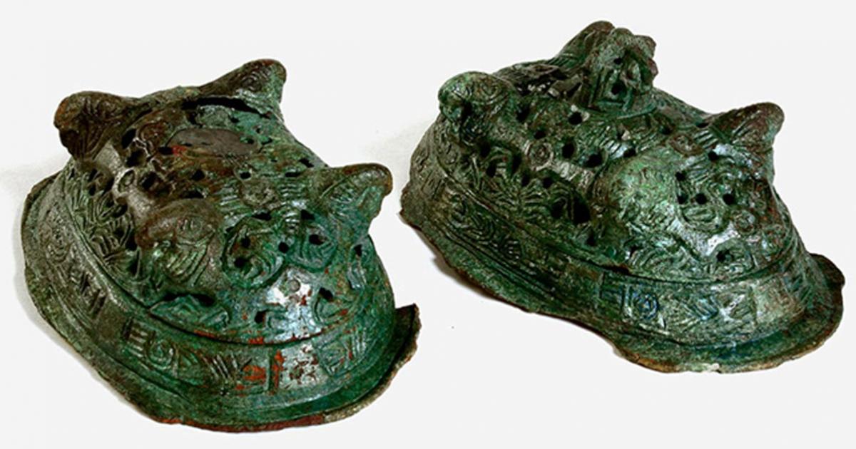 Two Viking-era brooches found in the grave with the Woman in Blue. 