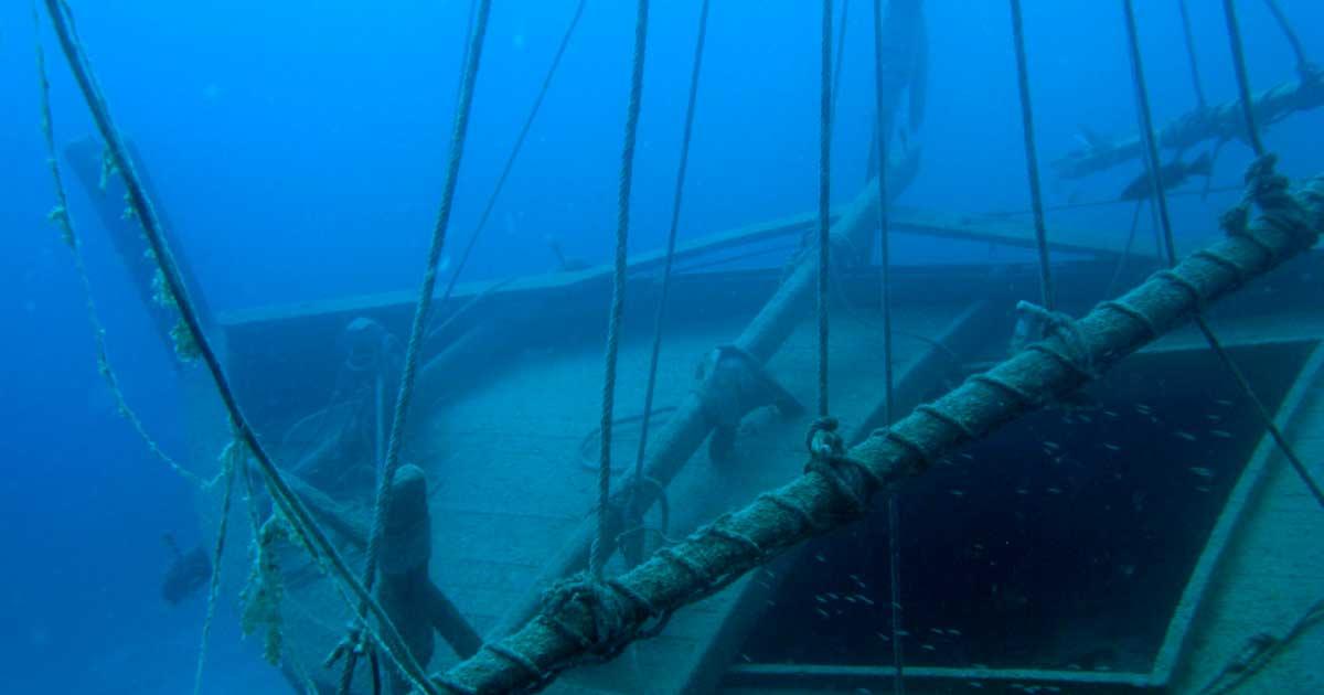Reconstruction of the Uluburun shipwreck. Its recovered cargo is providing insight into vast Bronze Age trading networks. Source: Markus Studer / CC BY NC SA 2.0