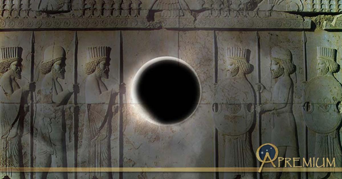 Deriv; 5th century BC Achaemenid-era carving of Persian and Median soldiers in traditional costume and eclipse