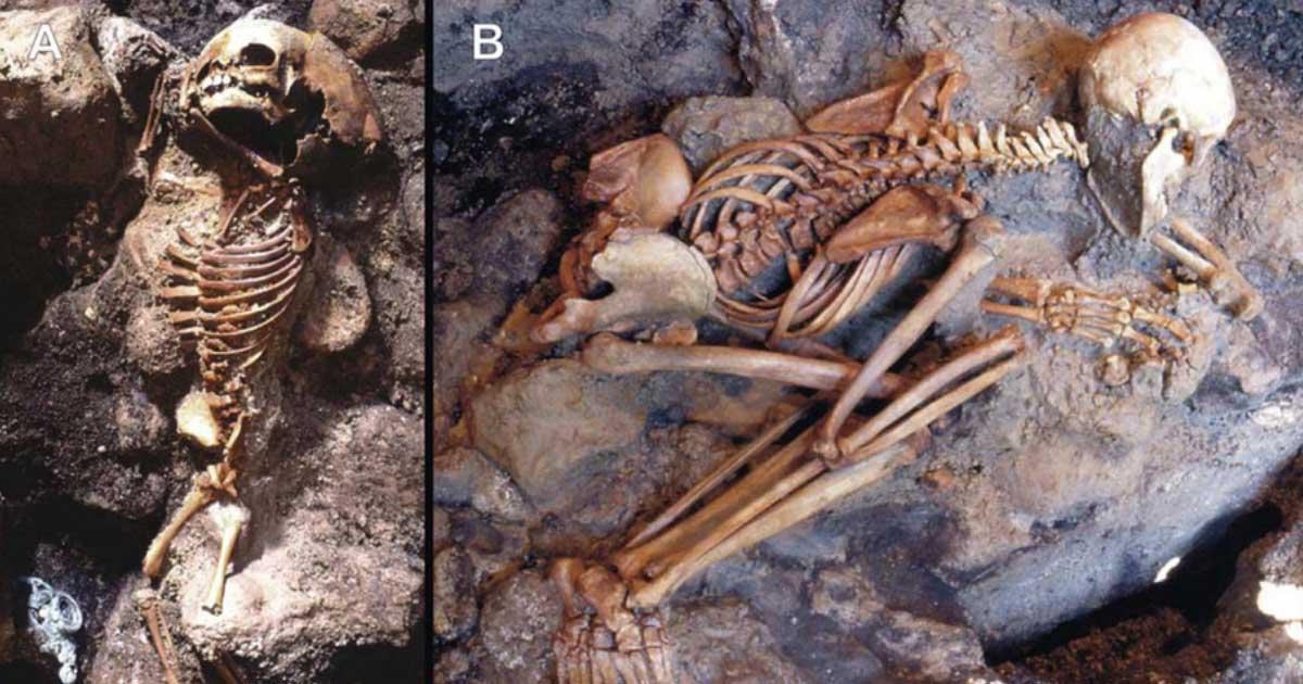 Human victims discovered on the sea-shore area of Herculaneum. 