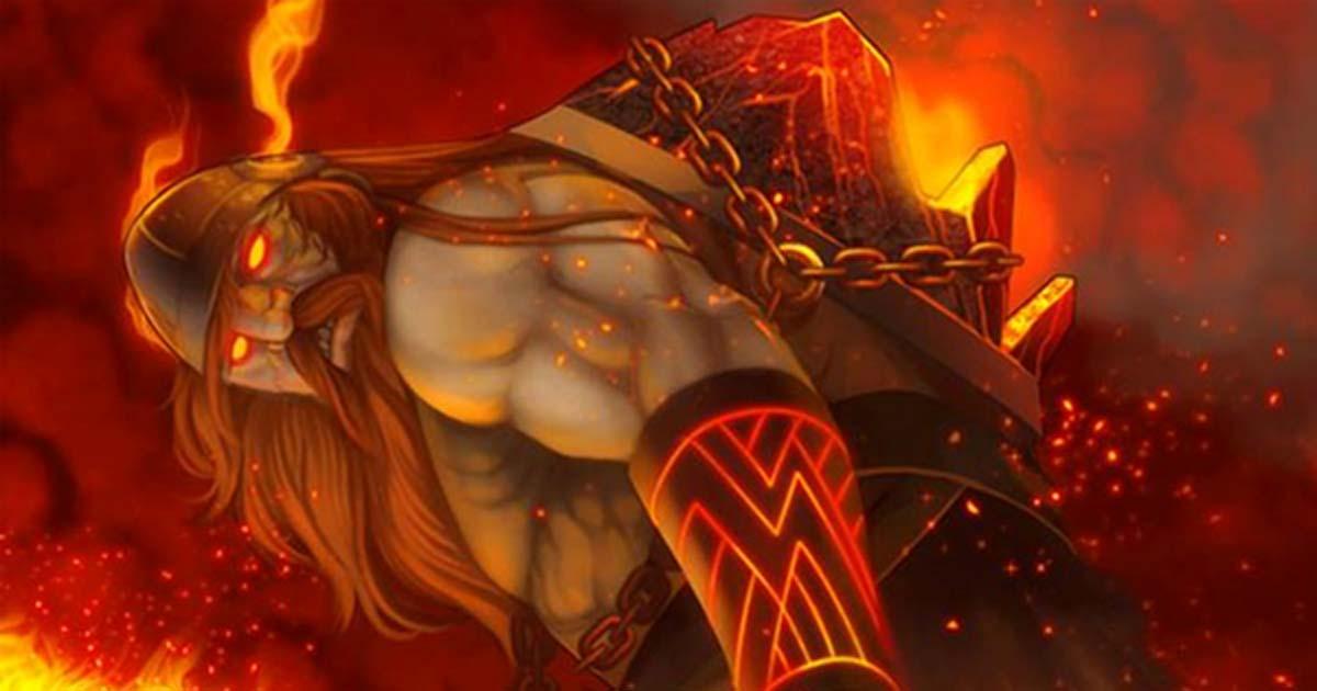 Depiction of Surtr – a powerful fire giant mentioned in the Viking age. 