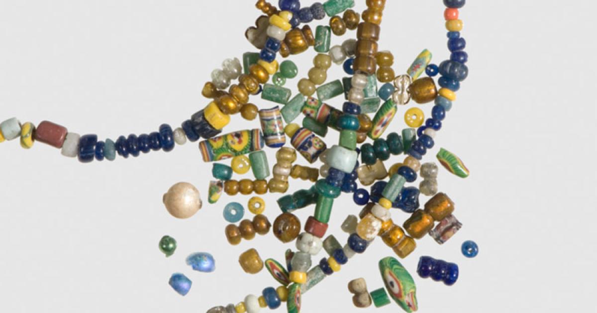 Beads found in at the medieval Ribe, Denmark Viking center, which was the basis for a new radiocarbon dating model applied to Viking Age trade. 	Source: The Museum of Southwest Jutland / Nature