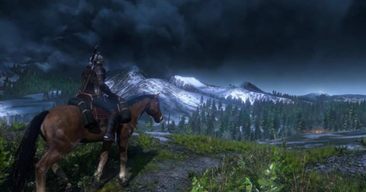 A scene of a Viking on a horse from New Witcher 3: Wild Hunt