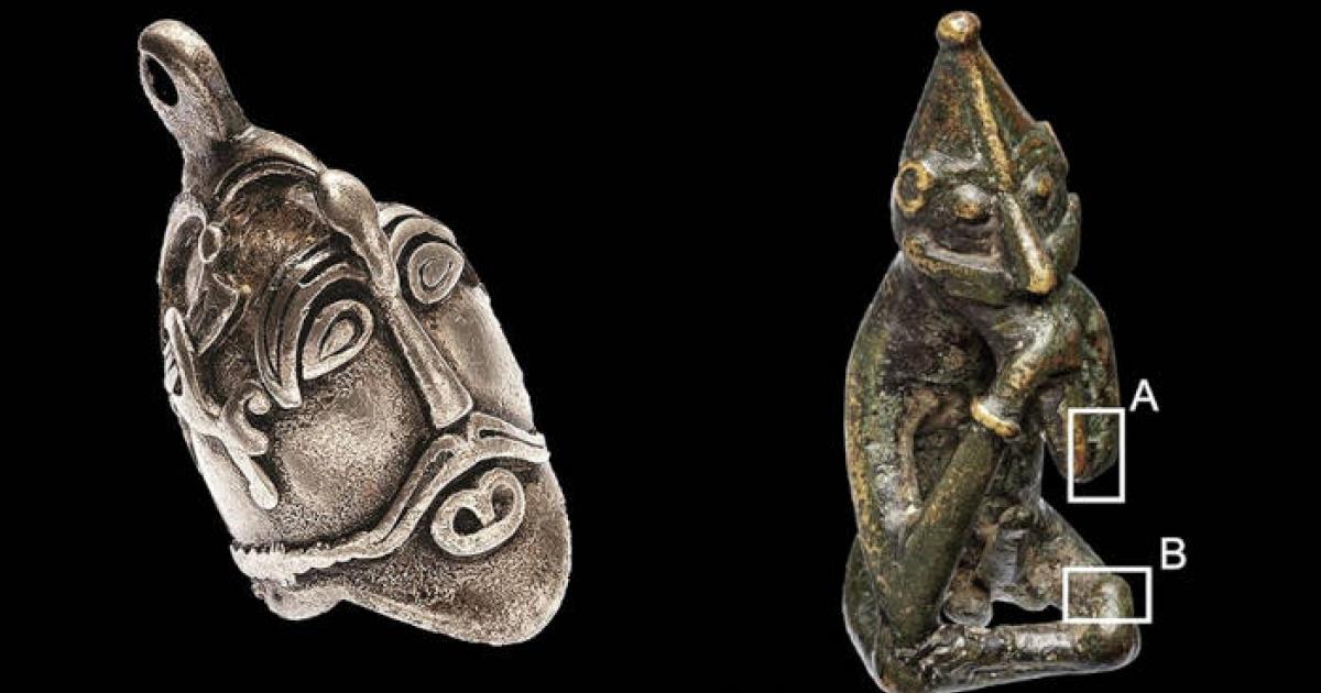 The Aska head (left) and the Rällinge figurine (right), two of the ten Viking-Age figurines analyzed in the study.
