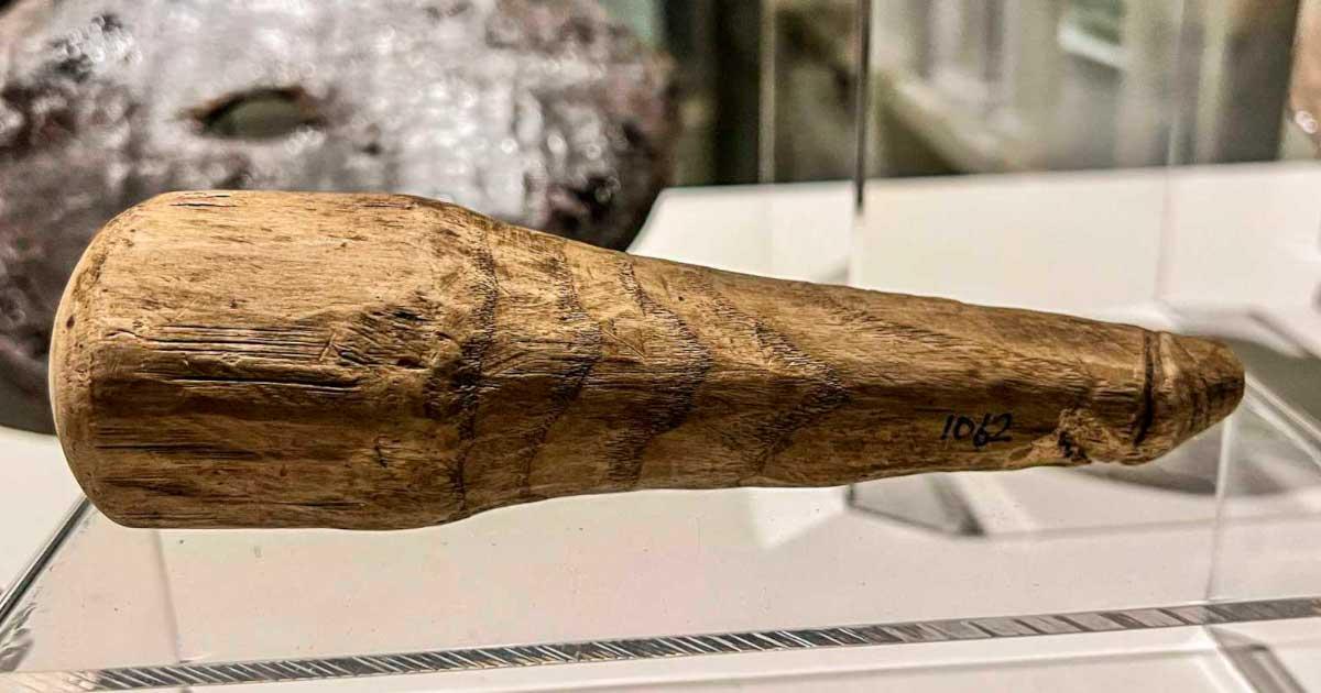 The wooden phallus discovered at Vindolanda exhibited smooth surfaces on both ends, suggesting that it had been subject to repeated handling over an extended period. Source: Newcastle University.
