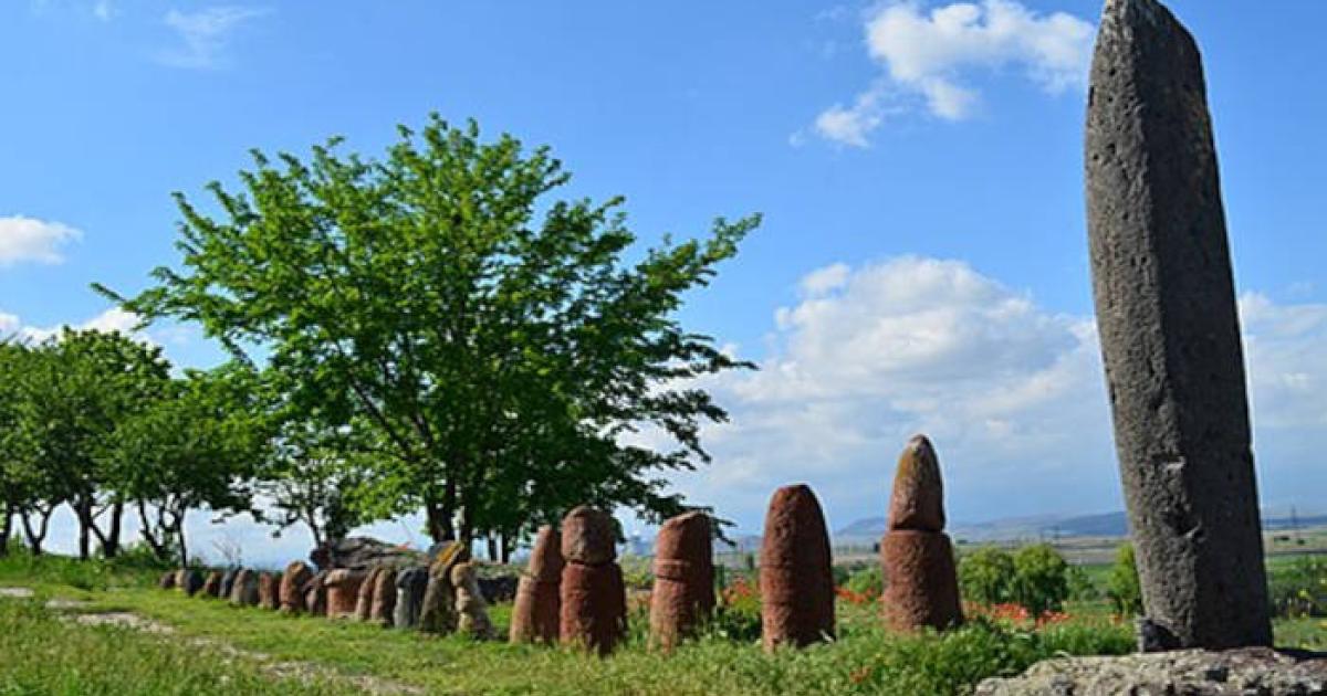 Vishapakar dragon stone at Metsamor archaeological site, Armenia.