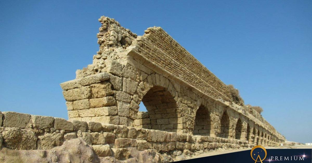 Roman aqueducts in Caesarea, Israel. 