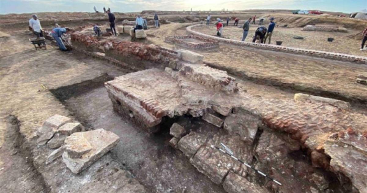  Side view of the circular basin at the newly discovered water temple in Pelusium.