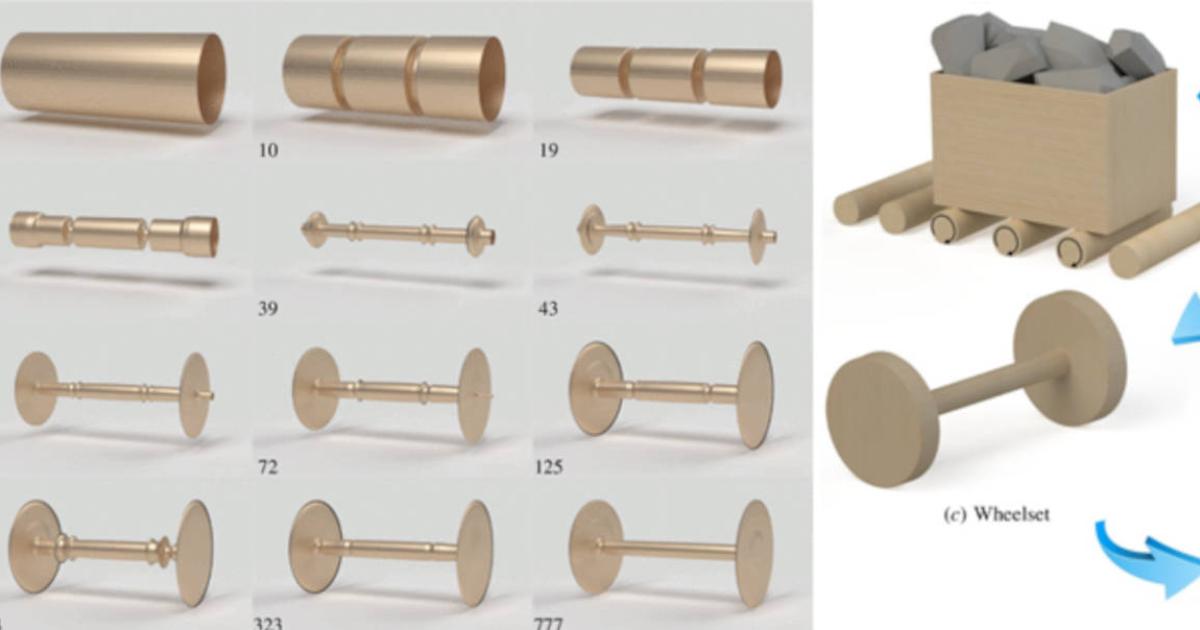 : Images show progression of the wheelset design during execution of the topology optimization algorithm in this study