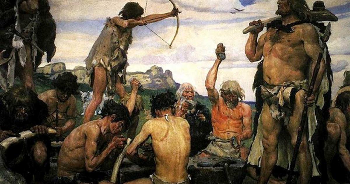 Painting ‘The Stone Age.’ 