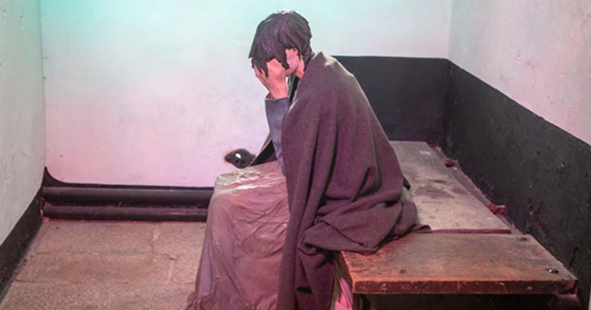 A model of an impoverished woman inside Wicklow Gaol.