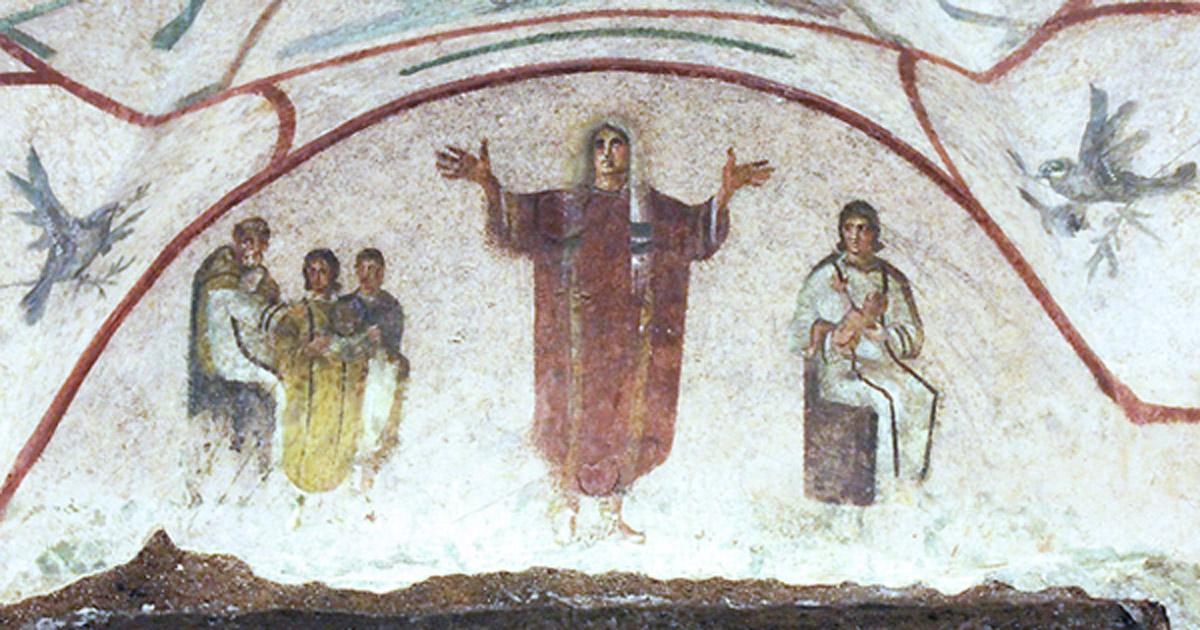 Orant, Catacomb of Priscilla. It has been argued that these catacombs provide evidence for women having a stronger role in early Christianity, perhaps even in the priesthood.