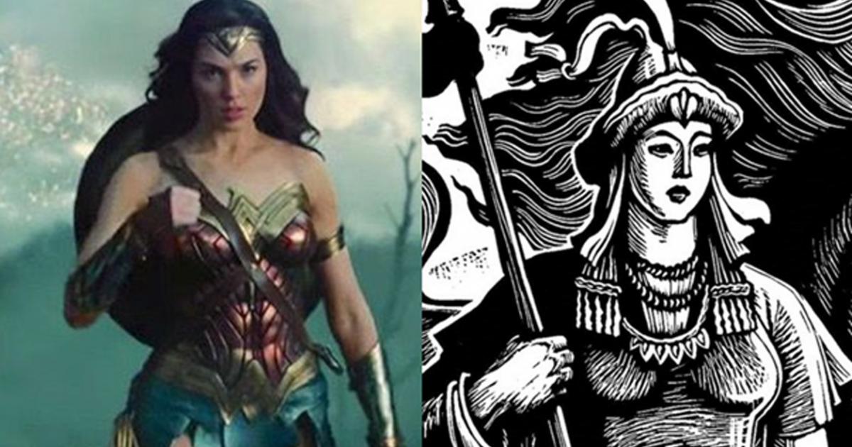 Left: Gal Gadot as Wonder Woman. Right: Warrior heroine Saikal 