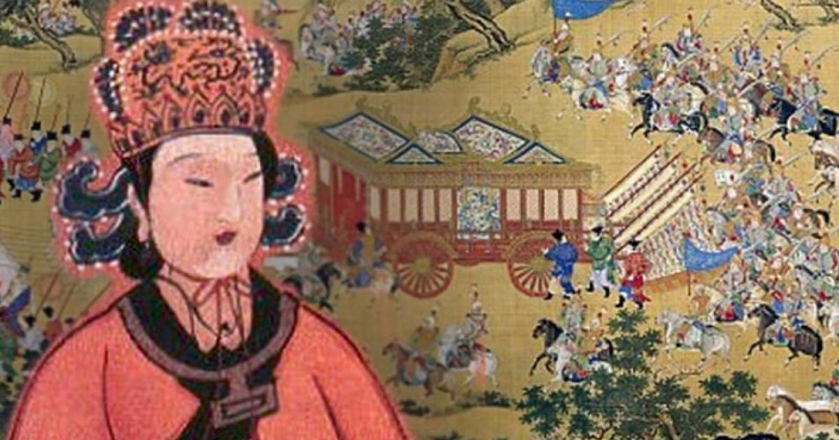 Deriv; Wu Zetian, famous work of art depicting the Chinese emperor's large procession. 