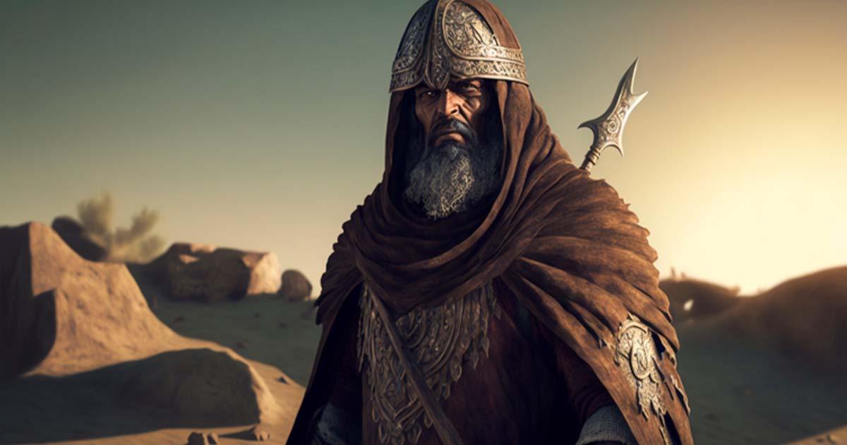 AI image of a Persian warrior leader in the desert. Source: Art Gallery/Adobe Stock