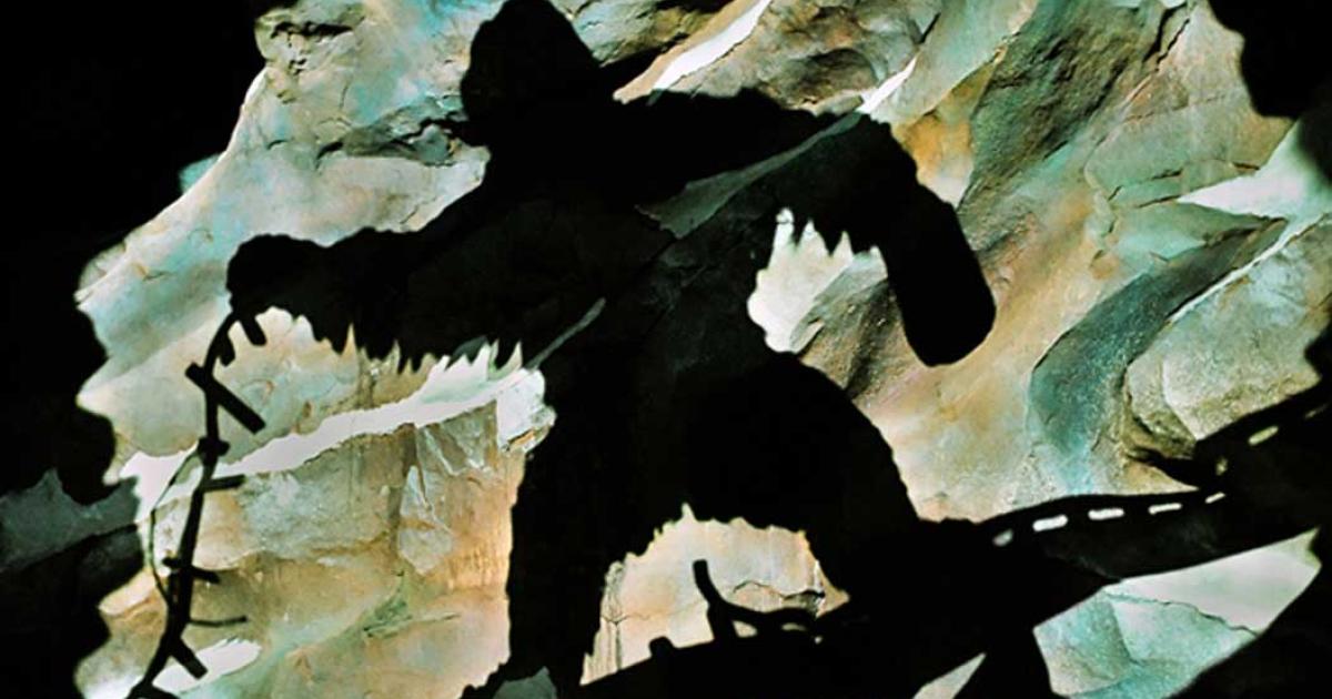 Depiction of Yeti shadow from wall of the mountain of the roller coaster Expedition Everest at Disney's Animal Kingdom of Walt Disney World in Orlando, Florida