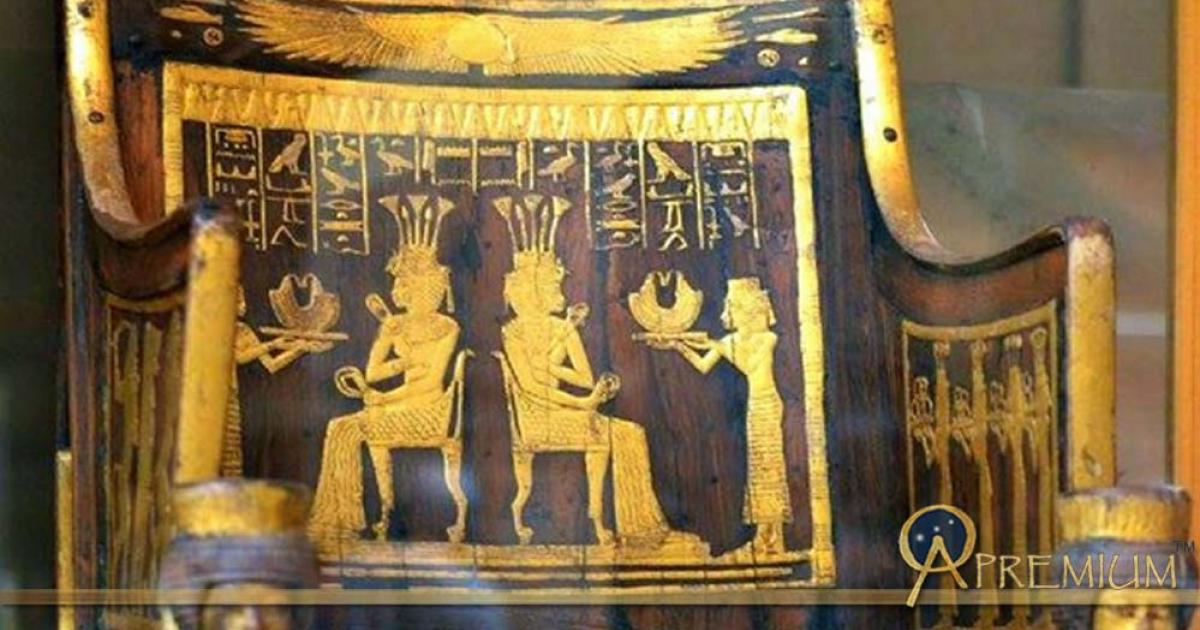 The richly decorated wooden chair or ‘throne’ of Princess Sitamun that was found in KV46; design by Anand Balaji 