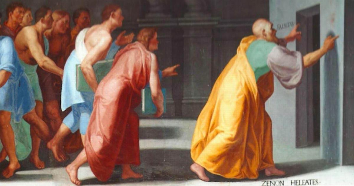 Zeno of Elea shows Youths the Doors to Truth and False. Source: Singinglemon / Public Domain.