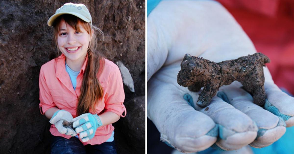 Macquarie student Hannah Newman discovered the bronze calf figurine during the last week of the excavation at the Ziklag site. Source: Macquarie University