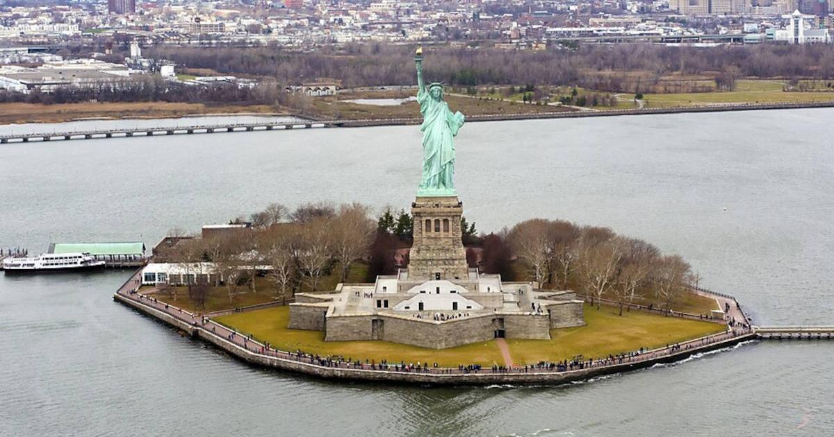 The Statue of Liberty on Liberty Island.