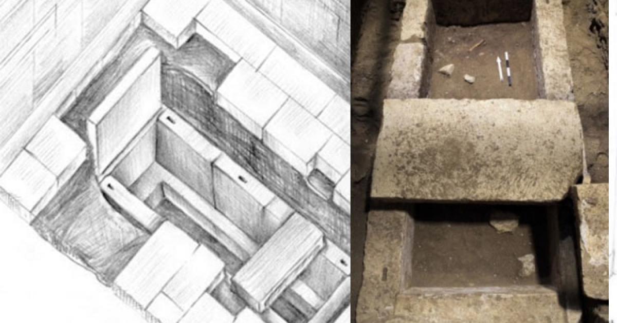 Skeleton found inside Limestone Sarcophagus in Amphipolis Tomb