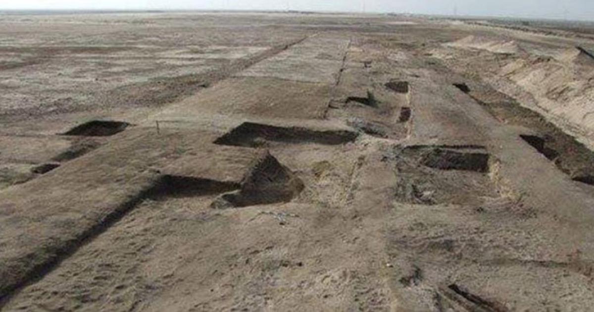 The ruins of the fortress near the ancient fortified city of Tell Habua (Tjaru) after recent excavations. 