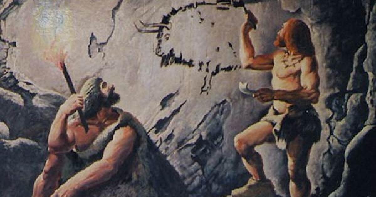 Ancient humans creating art