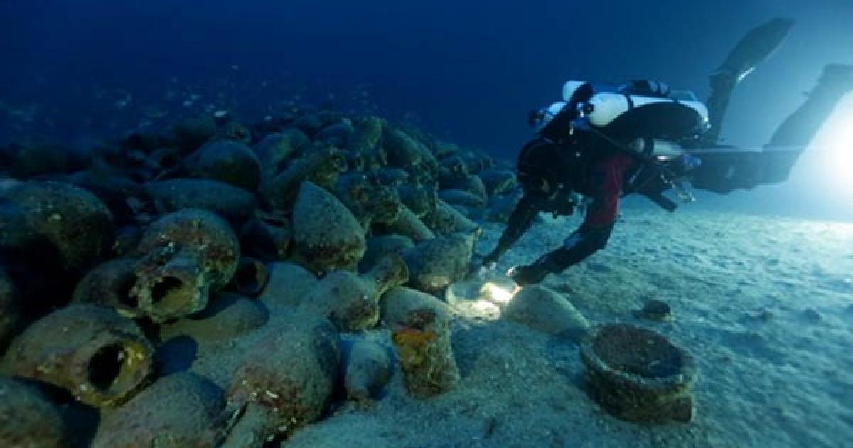 Ancient shipwreck with sacrificial altar