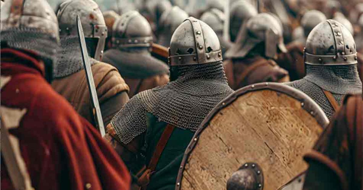 AI image of Anglo-Saxon soldiers fighting in battle. Source: Sarah/Adobe Stock