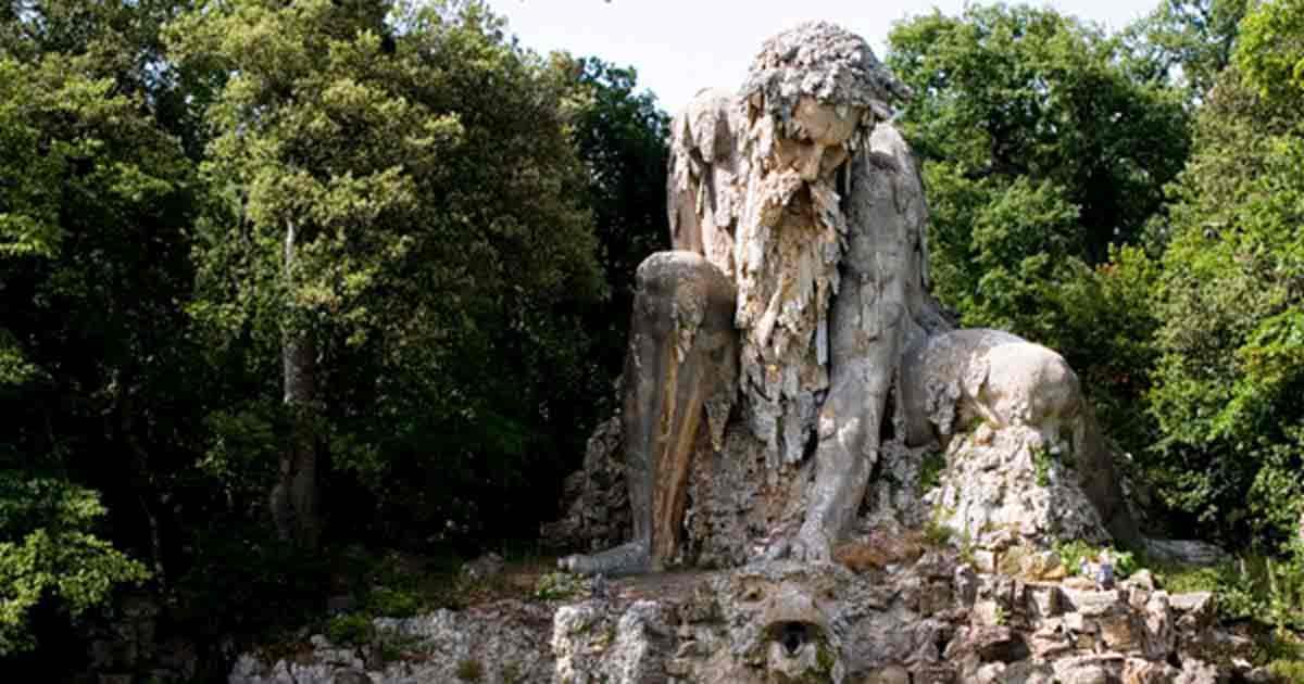 Huge 16th century statue known as the Apennine Colossus by Giambologna in the garden of the Villa Demidoff di Pratolino, Tuscany, Italy.  Source: Antonio Scaramuzzino/CC BY NC ND 2.0