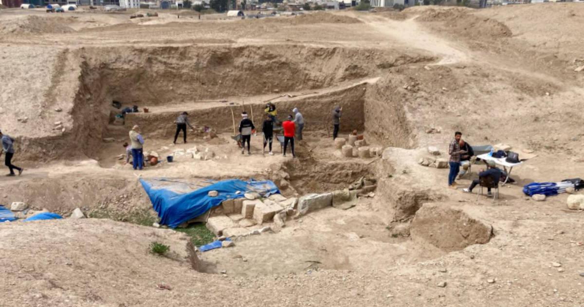Heidelberg University excavation team working in the North Palace of King Ashurbanipal in the ancient city of Nineveh, near Mosul, Iraq.