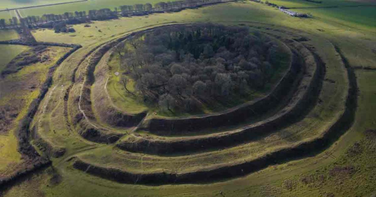 Aerial view of the Badbury rings. Source: Aaron King/Wirestock/Adobe Stock