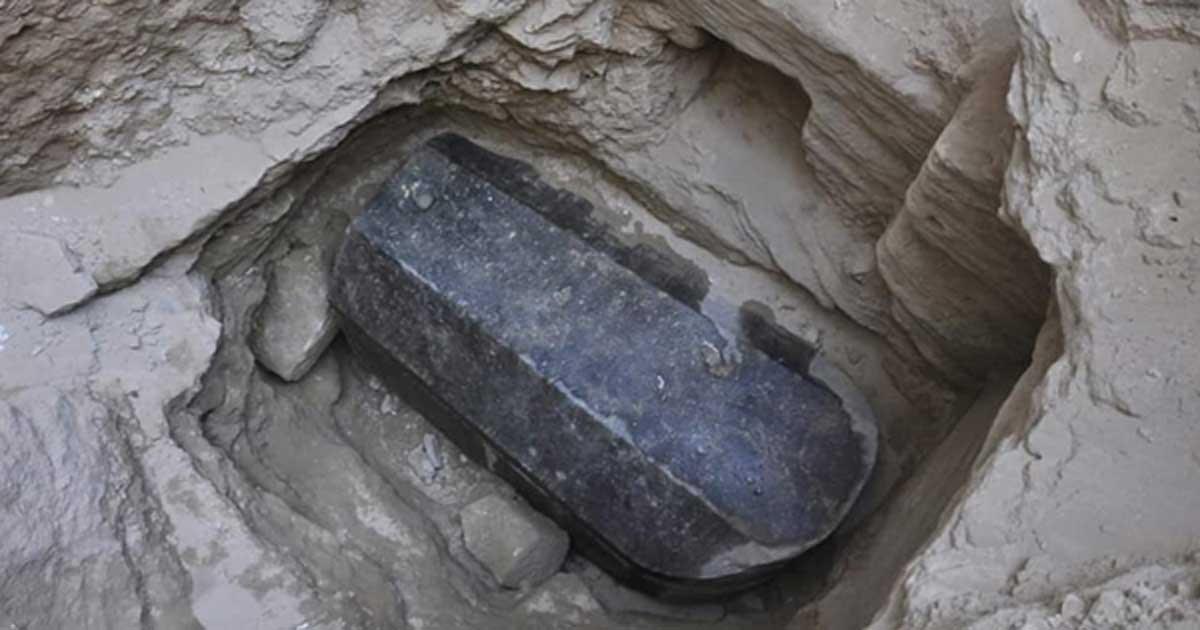 Black stone sarcophagus found at Alexandria