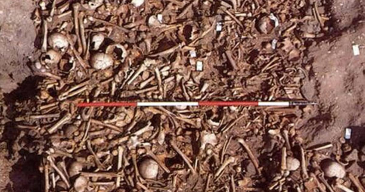 Battered and broken bodies of Viking warriors unearthed in Derbyshire, England, now identified as soldiers of the Viking Great Army.