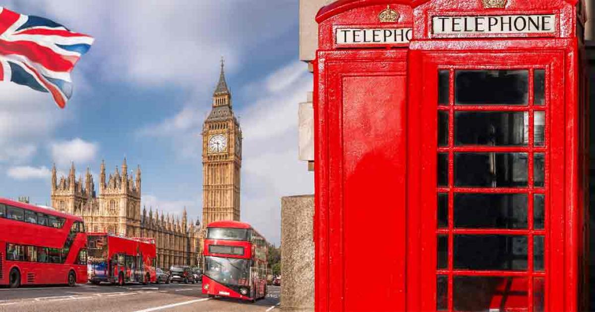 London symbols of British culture with Big Ben, a double-decker bus and Red Phone Booths. Source: Tomas Marek/ Adobe Stock