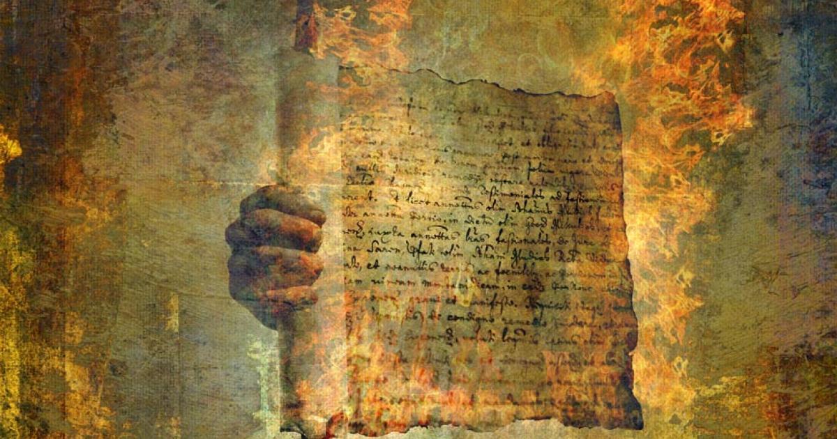 Burning scroll