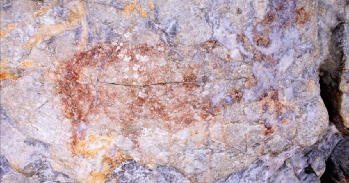 Panel 2, graphic unit 3, which has been affected by calcite formations and humidity   Source: Blanca Ochoa et al. / Antiquity Publishers Ltd