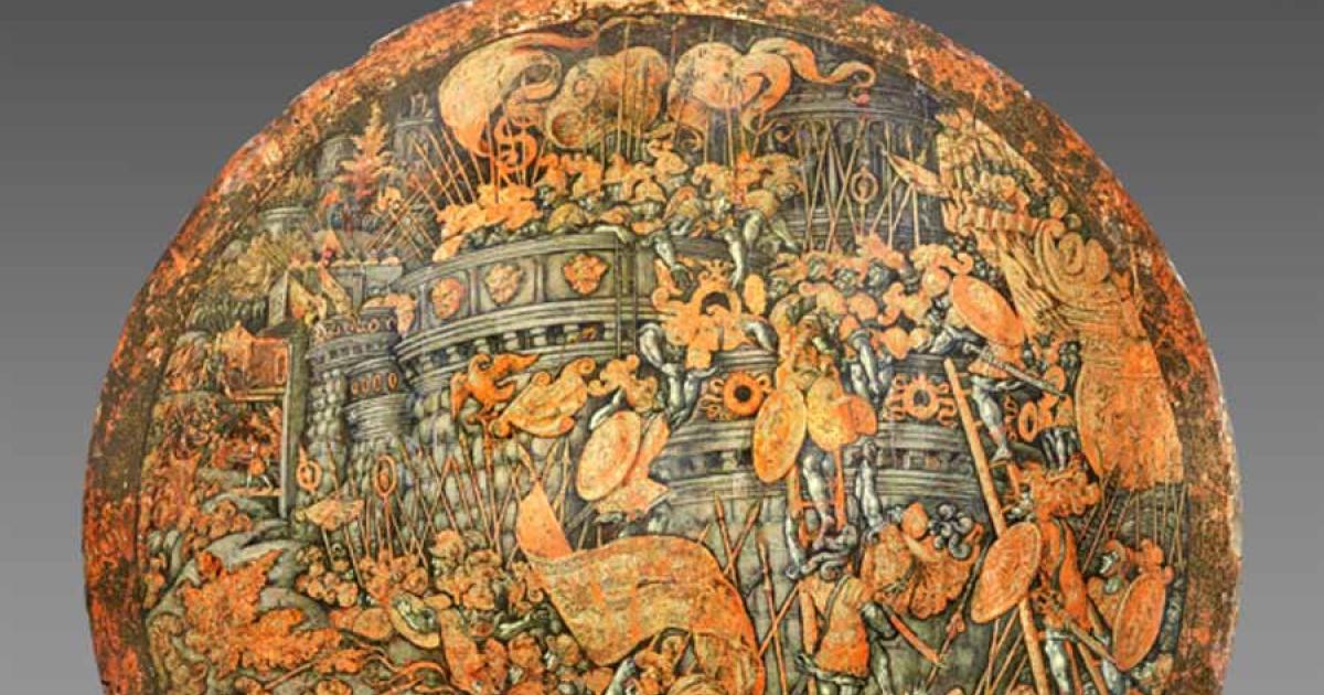 Ceremonial Shield Showing the Storming of New Carthage.	Source: PhilaMuseum