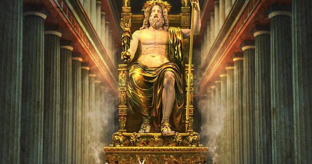What the chryselephantine statue of Zeus at Olympia may have looked like. 