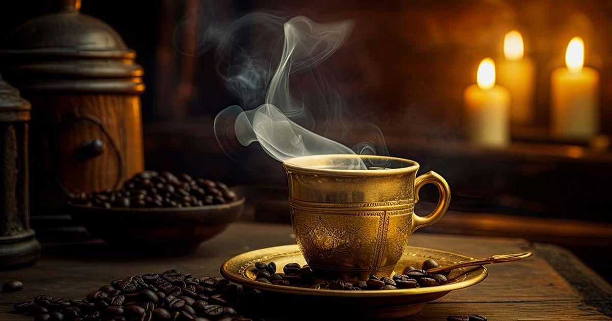 Steaming cup of coffee. Source: alexandarilich / Adobe Stock
