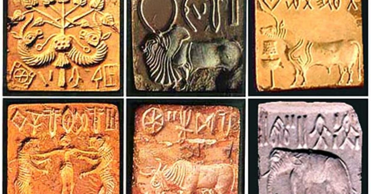 A collection of tablets displaying Indus Valley script. 