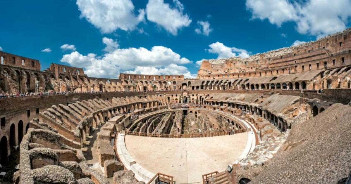 Inside the Roman Colosseum.