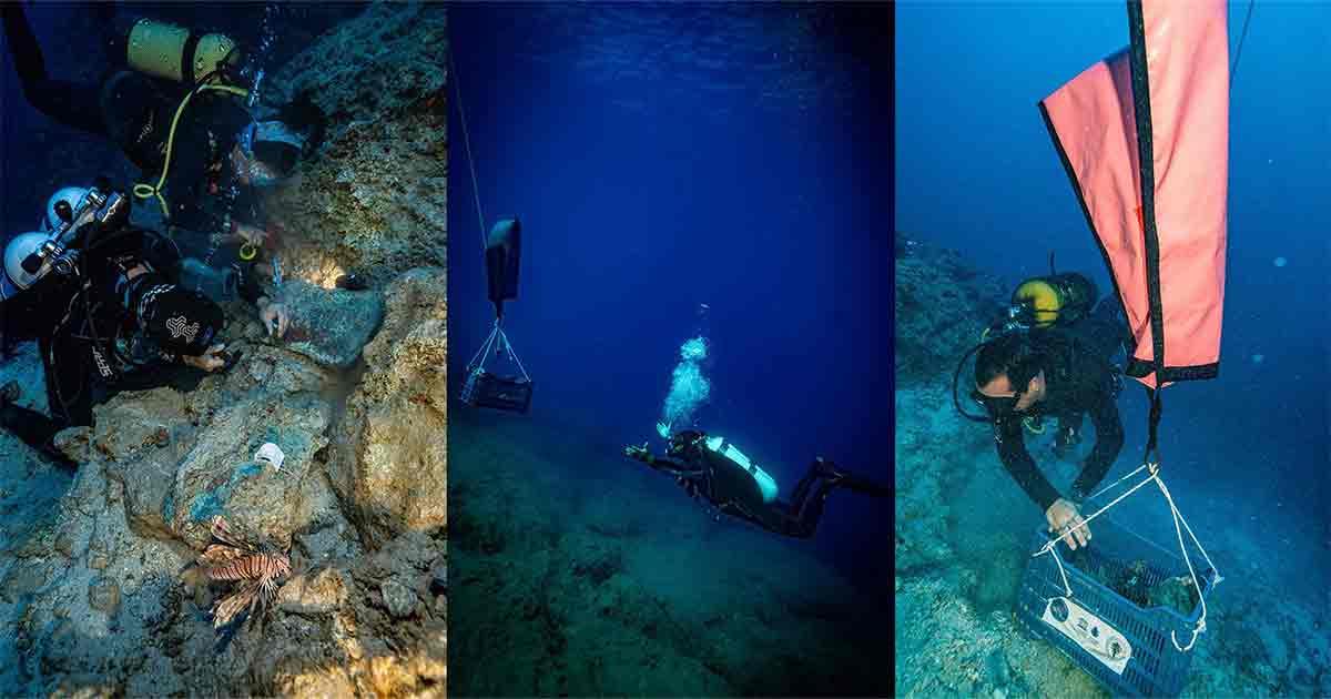 Images of the exploration of the Bronze Age copper ingot shipwreck, at the Bay of Antalya. Source: Mateusz Popek/ Nicolaus Copernicus University in Toruń