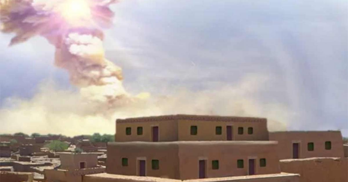 An evidence-based depiction of the cosmic impact which had the power of 1,000 Hiroshimas. Source: Allen West and Jennifer Rice / CC BY-ND 4.0